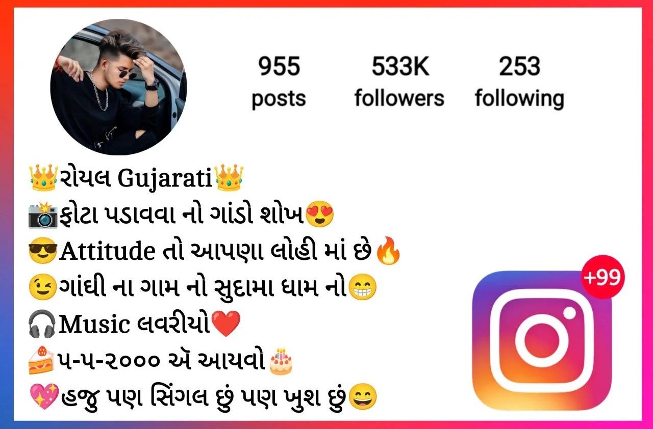 Instagram Bio in Gujarati For Boys