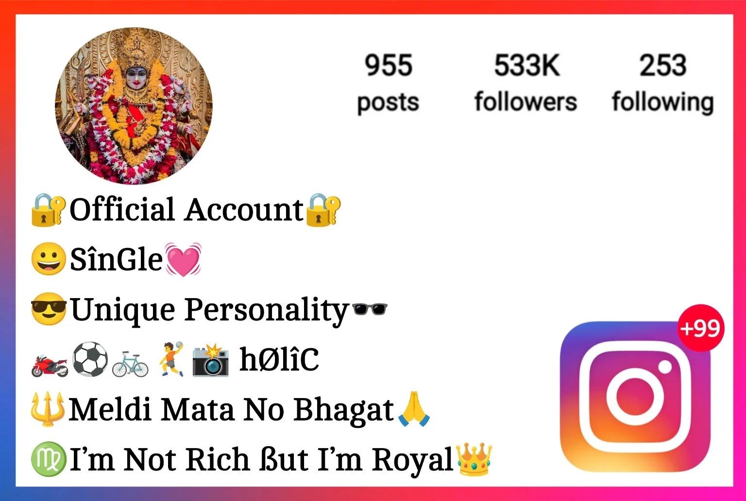 Jay Meldi Maa Bio For Instagram